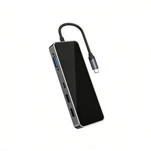 10in1 USB C HUB 4K HDMI VGA Type C PD USB3.0 RJ45 SD/TF Card Reader 3.5mm AUX Portable Adapter, 4K Hdmi Output, Usb-C Interface Usb Port Gadget fathersdaygift
