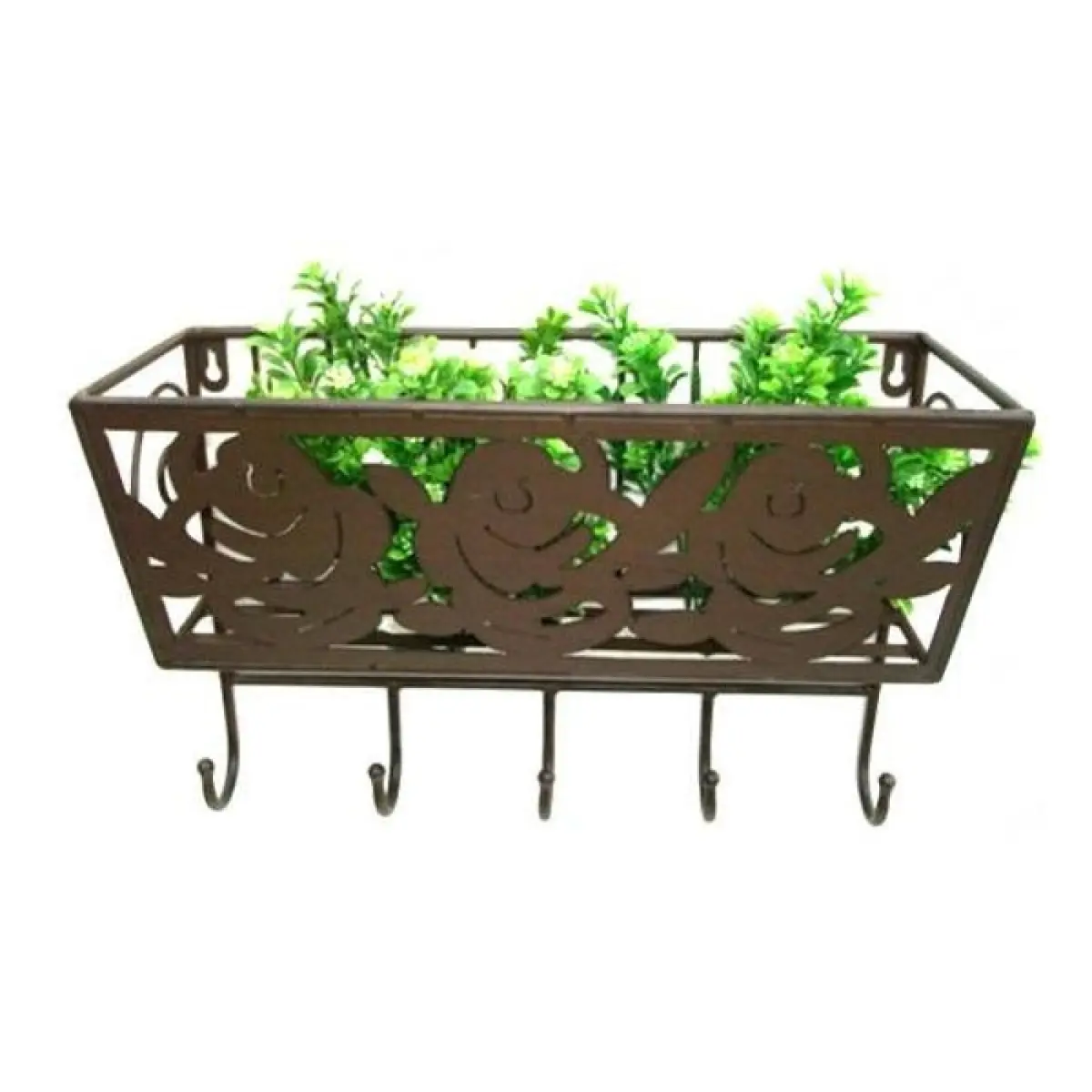 MDR Trading Inc. AP-CM302SQ01 Floral Design Metal Wall Planter with Hooks, Outdoor Planters, Planters For Outside