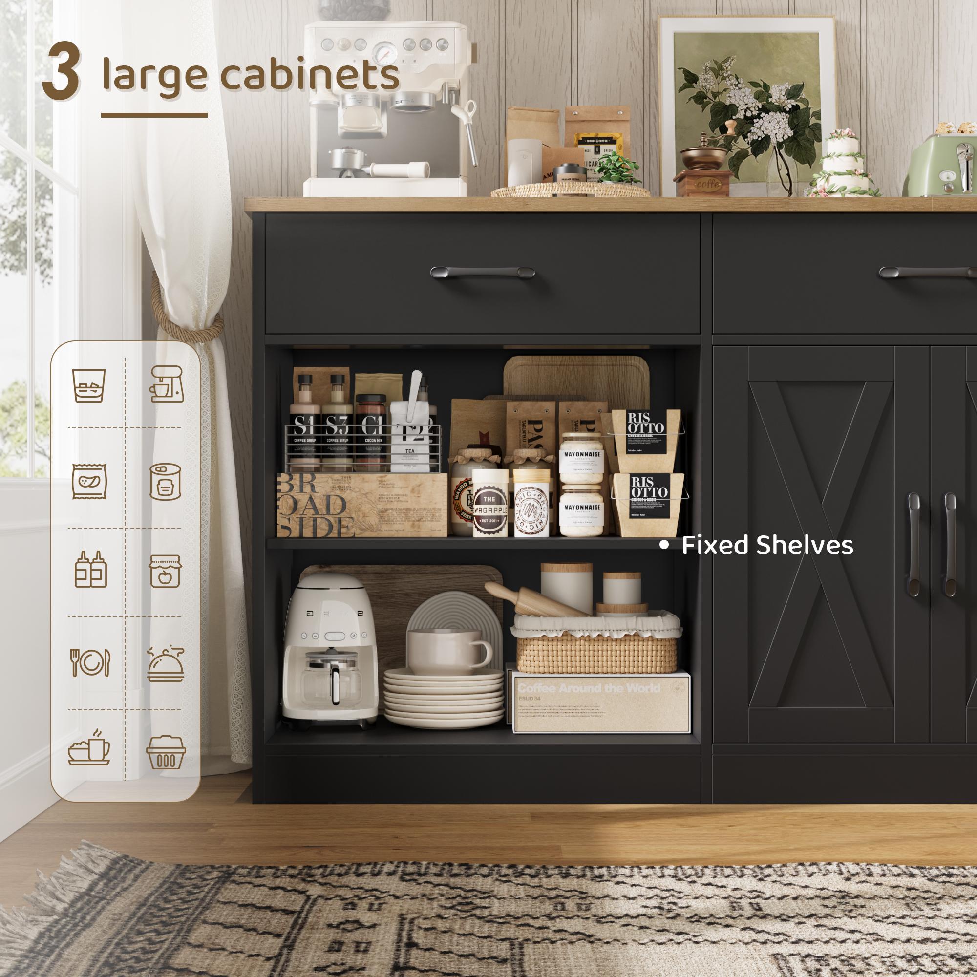 HOSTACK 71" Large Sideboard Buffet Cabinet with 3 Drawers & 3 Cabinets for Kitchen Storage, Farmhouse Coffee Bar Cabinet for Dining Room & Living Room, Easy Assembly HOSTACK 71" Large Sideboard Buffet Cabinet with 3 Drawers & 3 Cabinets for Kitchen Storage, Farmhouse Coffee Bar Cabinet for Dining Room & Living Room, Easy Assembly