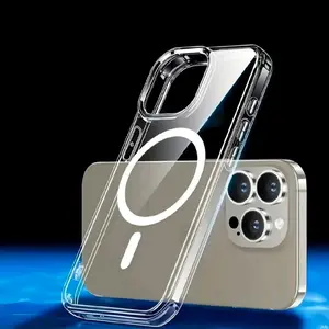 MagSafe Clear Phone Case for iPhone 13 14 15 16 17 Pro Max – Shockproof Transparent Magnetic Cover