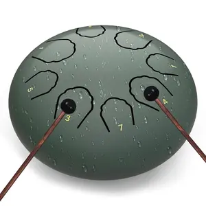 Professional Steel Tongue Drum for Adults & Kids - 6 inch Hand Percussion Instrument Rain Drum with 8 Notes for Yoga, Meditation, Music Therapy & Concerts Play (Navy Blue, 6 Inch)