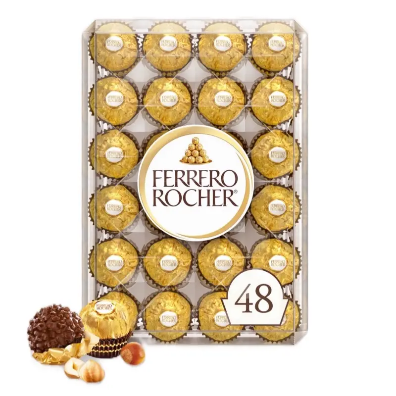 Ferrero Rocher Premium Milk Chocolate Hazelnut 48 ct. Diamond Gift Box for Gifting & Special Occasions - Bonbon Almond Dessert Snack