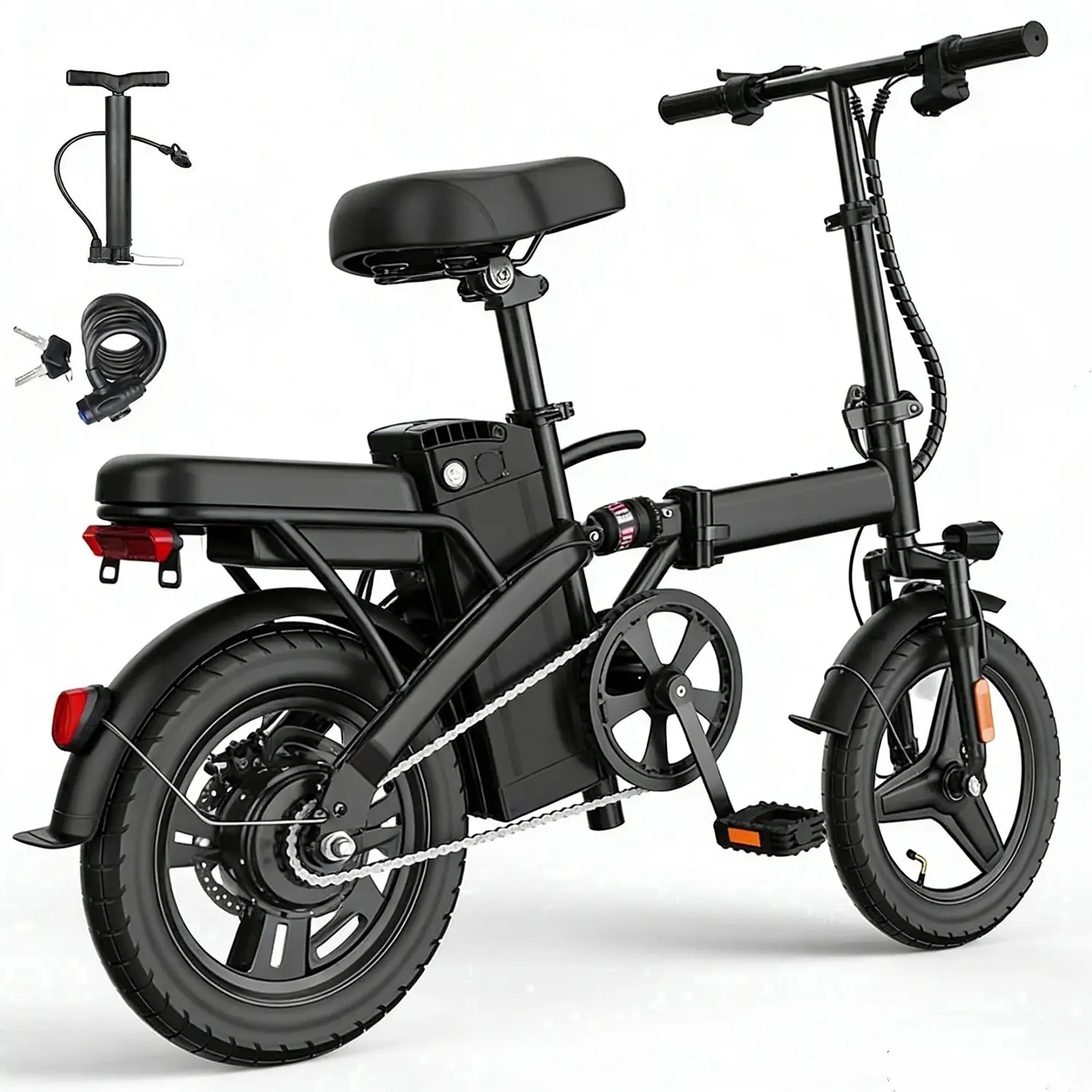 750W Folding Electric Bicycle with 12Ah Battery, Top Speed of 18+MPH, Range of 35+Miles,14-inch Electric Bike, 3 Riding Modes, Ideal for Commuting, Foldable Commuter Scooter