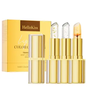 3-Pack Color-Changing Lipstick Set, Waterproof Moisturizing Lip Balm Set, featuring 3 lipsticks with temperature-sensitive color change, floral, and metallic gloss. Ideal for festive parties and seasonal gifting.