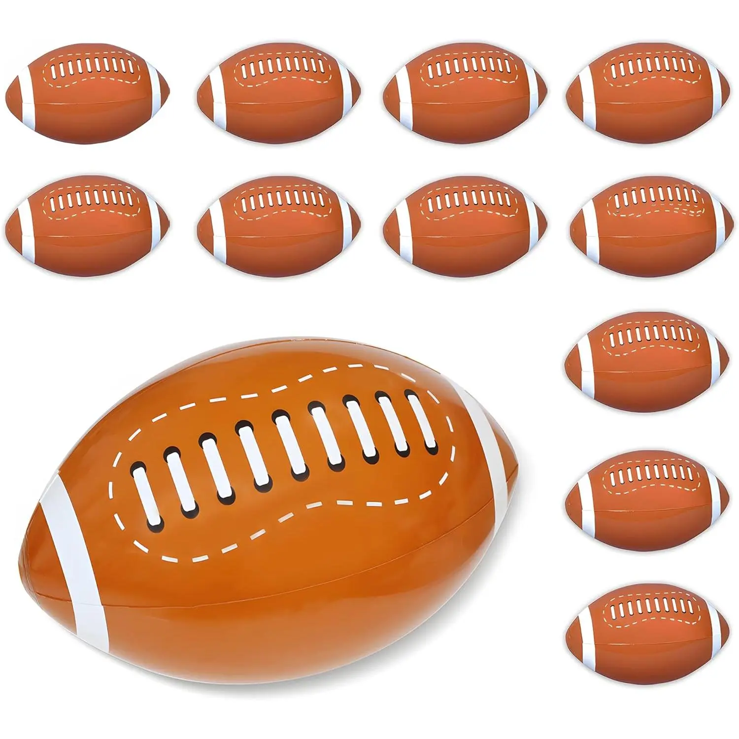 Place 12Pcs Giant Inflatable Football for Kids, 16 Inches Blow Up Footballs Toys Sport Balls, Summer Pool Beach Balls, Football Party Decoration