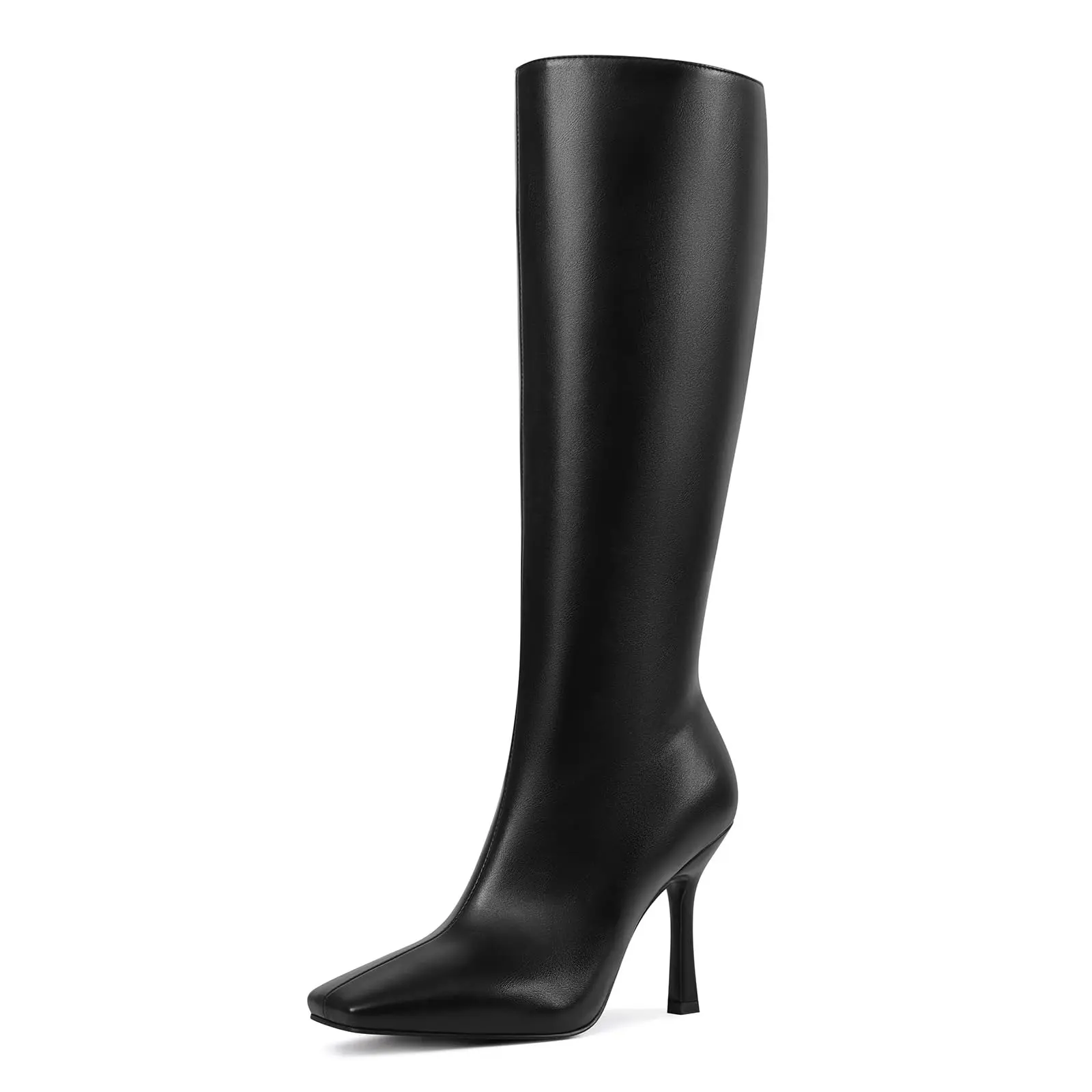 CYNLLIO Knee High Boots Women Square Toe Stiletto High Heel Tall Boots Side Zipper Long Boots Slip on Comfortable Casual Office Dress Shoes Deals For You Days