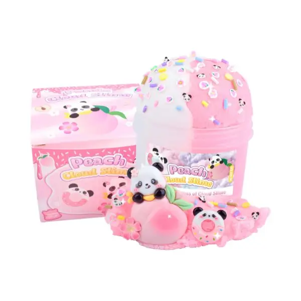 Halloween fall Gift Pink Peach Cloud Slime Kit for Kids – Soft & Non-Sticky Scented DIY Slime with Cute Panda Charms, Birthday Gift for Boys & Girls