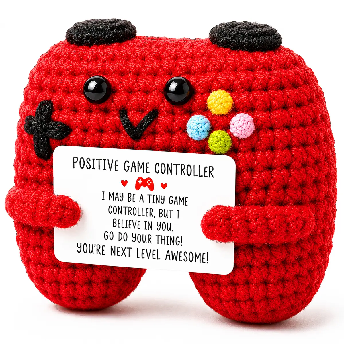 Mini Crochet Game Controller with “You’re Next Level Awesome” Card – Gaming Desk Decor, Gamer Gift for Him & Boyfriend Birthday Gift