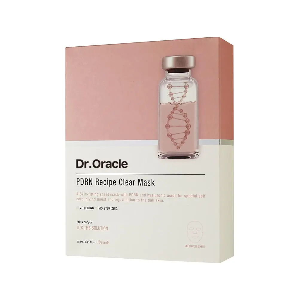 Dr.Oracle PDRN Recipe Clear Mask – Salmon DNA PDRN Hydrating Sheet Mask for Dull & Dry Skin, Brightening Soothing Biocellulose Face Mask (10 Sheets) Radiant Glow Mask Moisturizing Facial Mask Nourishing Mask Korean Face Masks Mask Moisturizer
