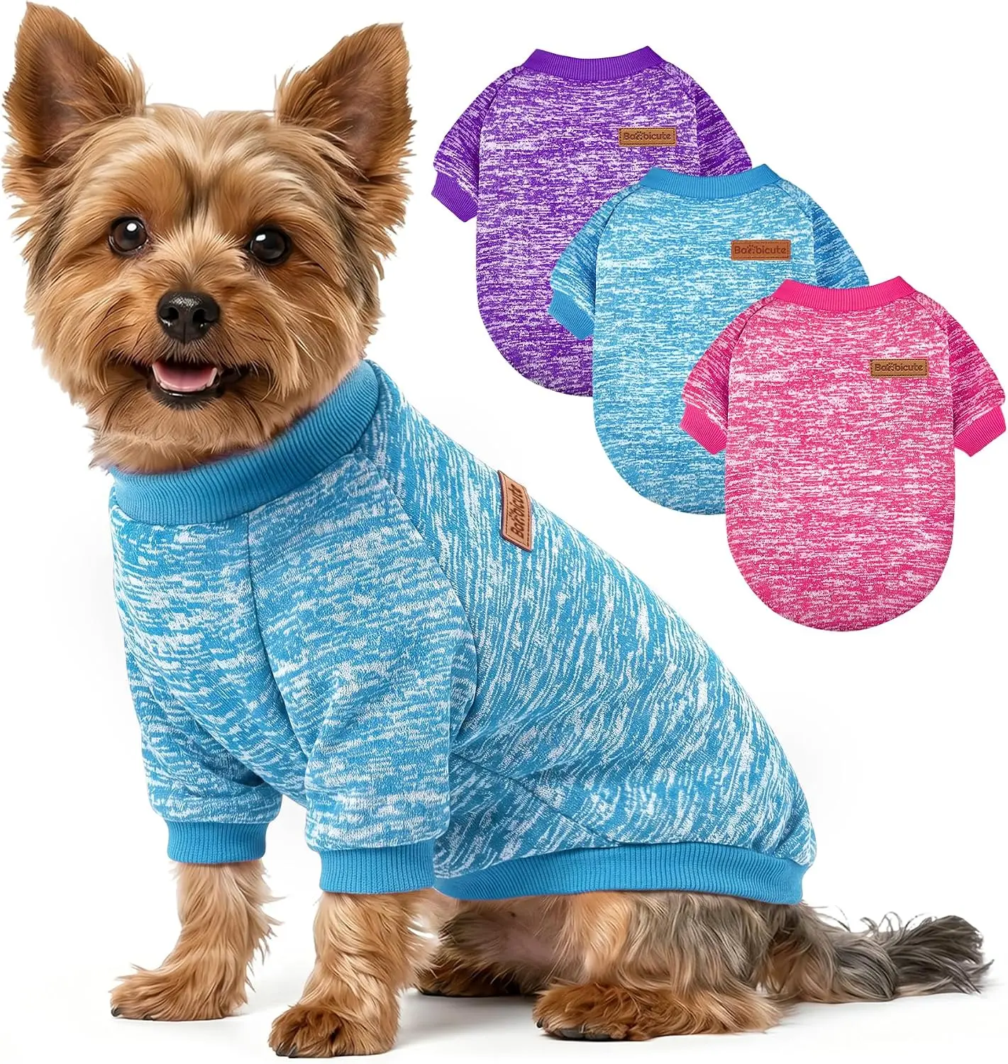 3 Pack Dog Sweaters for Small Dogs Girl Boy  Clothes Warm Soft Dog Sweatshirt Outfit for Dogs Cats Pet Apparel