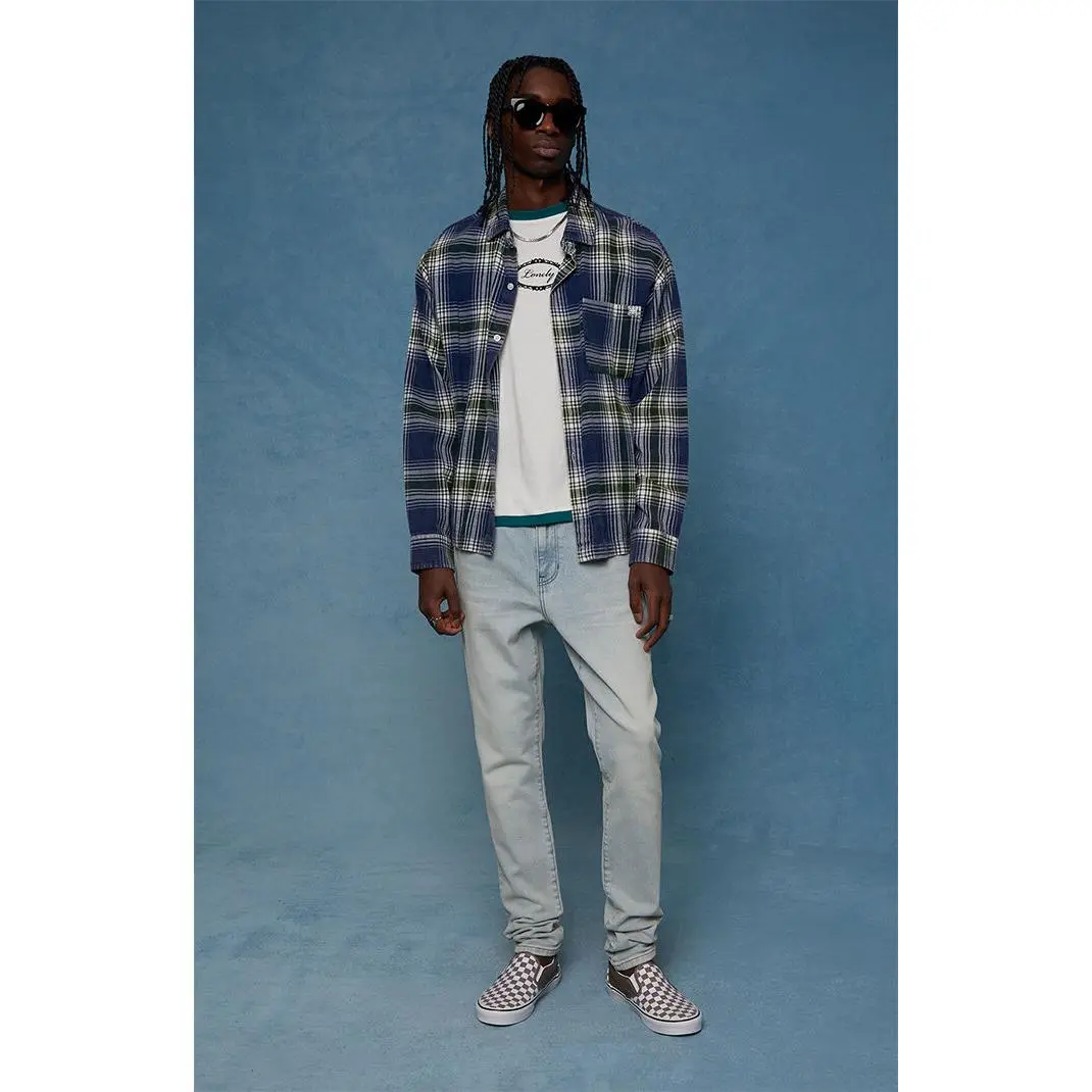Pacsun Men's Bryce Stacked Skinny Jeans Stretch Light Indigo