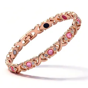 Energy magnet bracelet, eco-friendly alloy with diamonds, adjustable ladies' wristband,Adjustable Fit, Diamond Accent Wristband Adjustable Magnetic Healing Bracelet for Women Christmas Gift