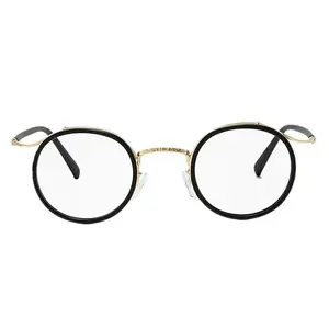 JoJo's _Retro Literary Style Round Frame Ultra-light Fashion Glasses Frame, Men's And Women's Casual