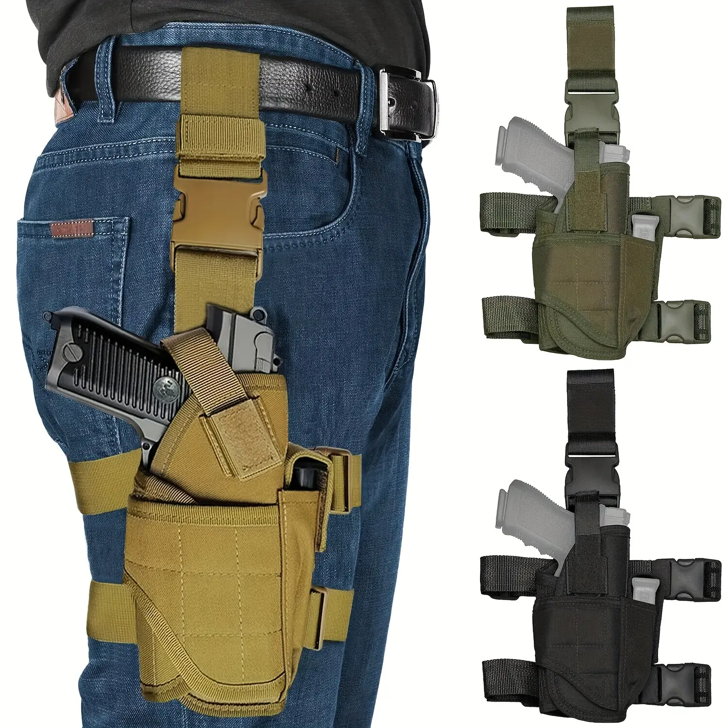 Leg holster; Adjustable right thigh holster with magazine pouch Tactical Equipment