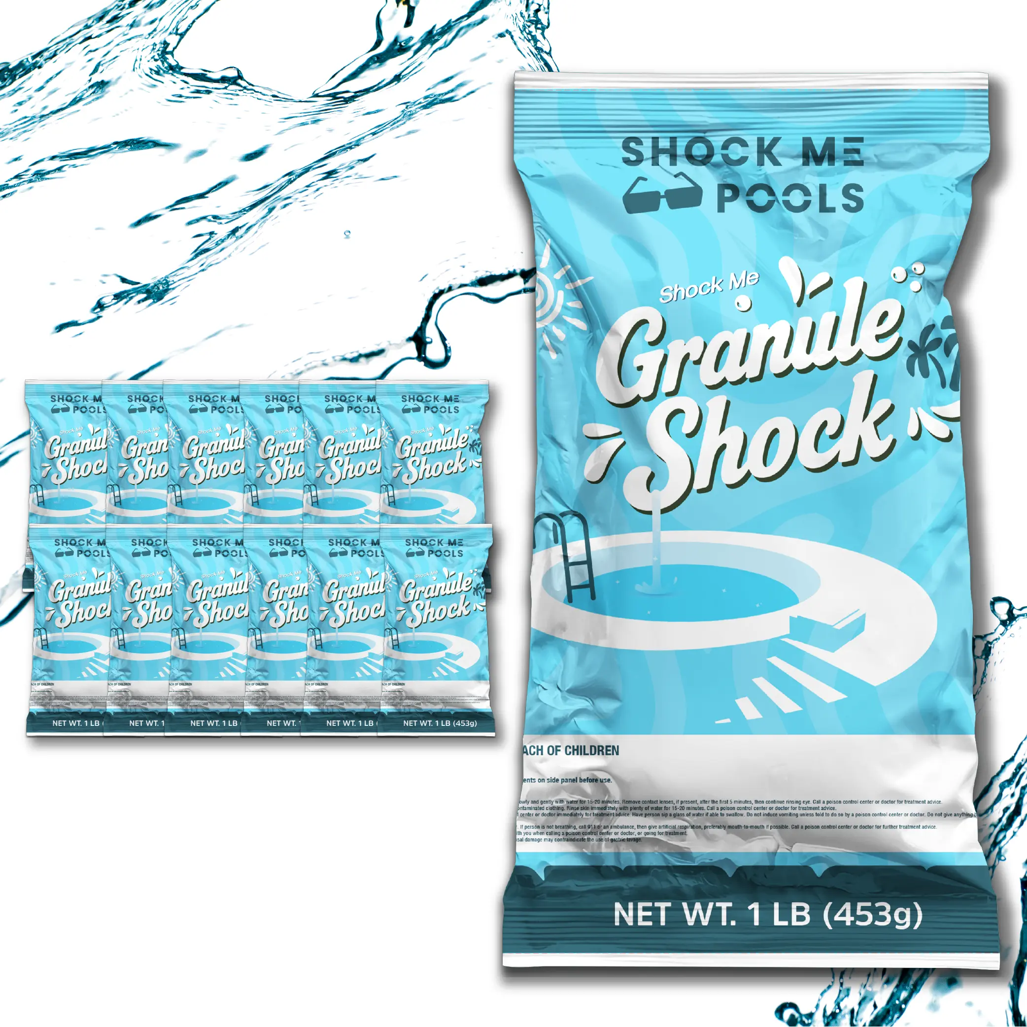 Shock Me Pools Granular Shock Chlorine - Calcium Hypochlorite 56% Shock Me Pools Granular Shock Chlorine - Calcium Hypochlorite 56%