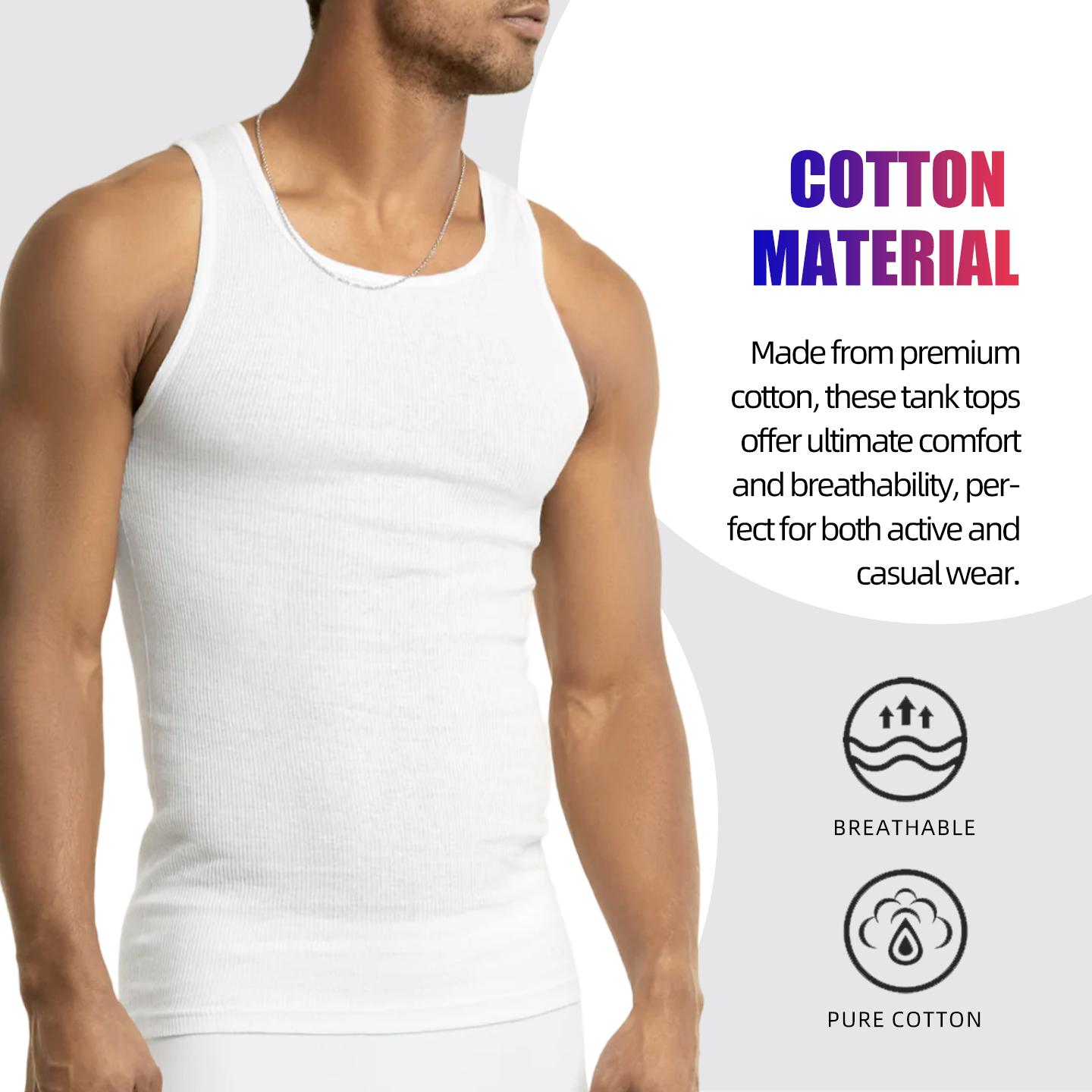 6 Pack Men's A-Shirts 100% Cotton Ribbed Underwear Tank Top Solid Casual Menswear S-3XL Regular Big & Tall Workout Breathable Sleeveless Plain Classic