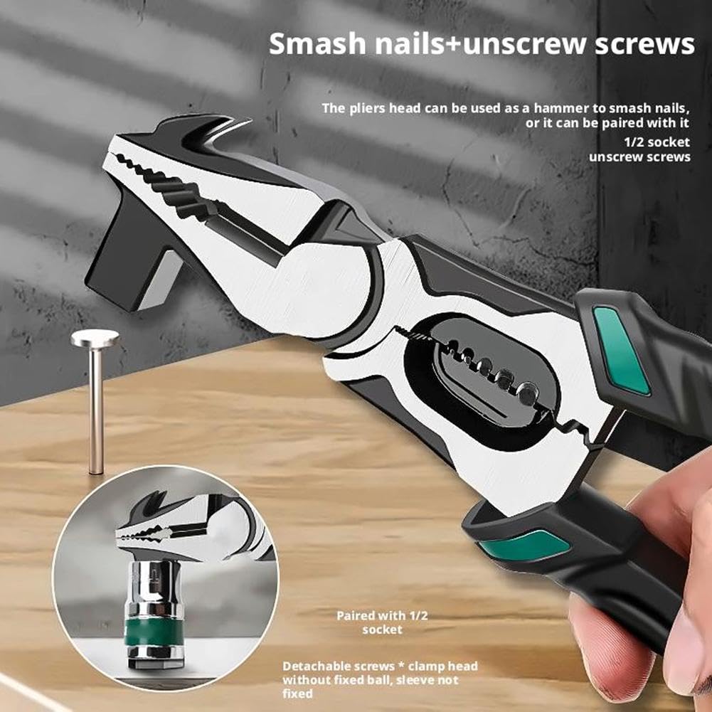 Screw Extractor Pliers,End Cutting Nippers Pliers Nails Puller Tool,Stripped Screw Remover Tool, Multifunctional Fence Pliers Hammer Wire Cutter Wire Twisting Pliers Nails Puller Pliers (1pcs)