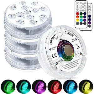 2/4 Pack Submersible LED Lights with Remote, 13 LED RGB Color Changing Battery Operated Waterproof Underwater Lights for Aquarium, Vase, Pond, Pool, Party Decor Gift(Battery not included)