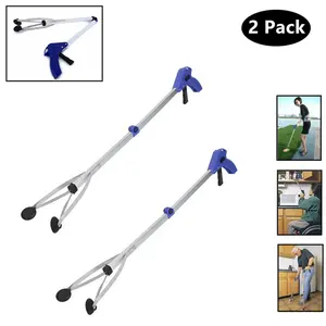 2 Pack Foldable Reacher Grabber Tool, Long 32" Foldable Extender Gripper Tool, Suction Cups for Precise Work, Claw Trash Garbage Picker, Garden Nabber, Mobility Aid Pick Up Tool