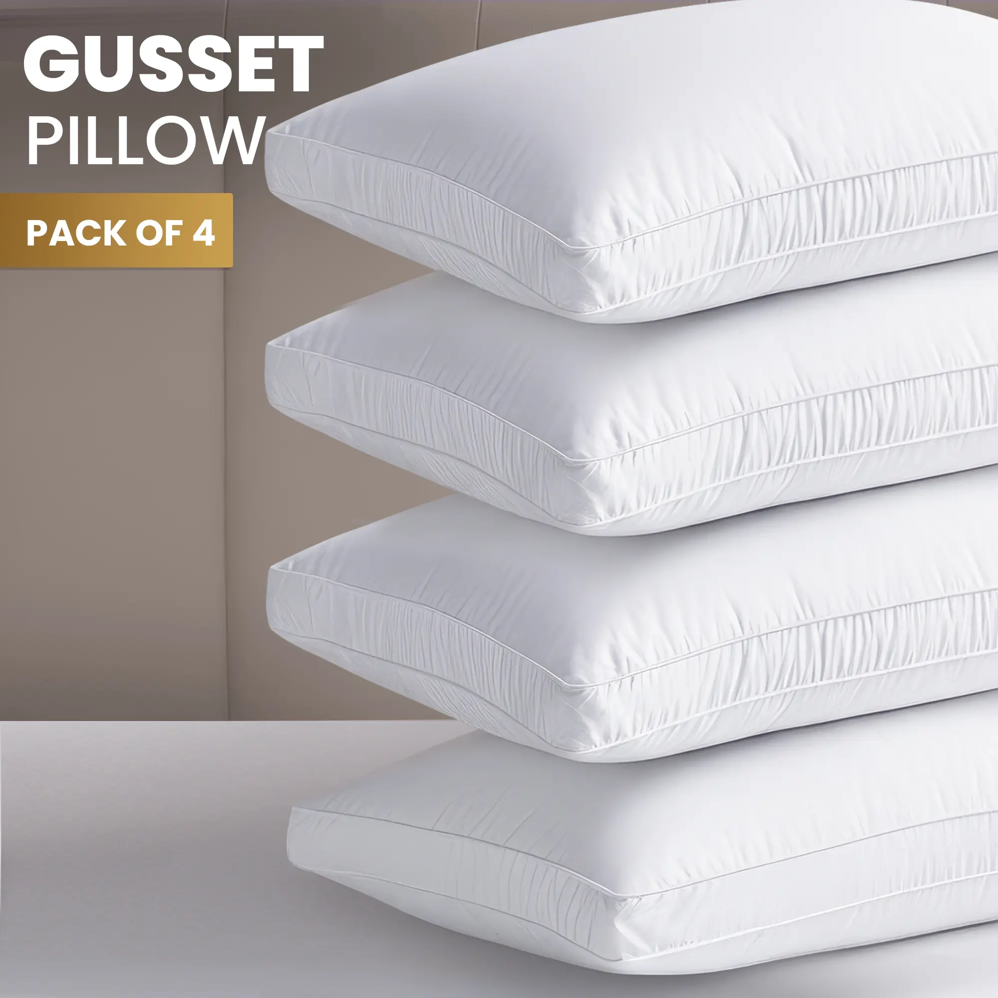 Utopia Bedding Gusseted Pillows Set King Queen & Standard Size White Pack of 2 Durable Breathable Soft Memory Foam for Cozy Sleep Hotel Quality