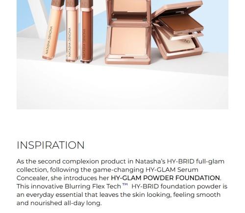 Natasha Denona HY-GLAM POWDER FOUNDATION Concealer Makeup Flawless Compact Matte Finish Korean Bio-Mimetic Pigments Anti-inflammatory Formula with HY-LUXE Sponge for Flawless Application