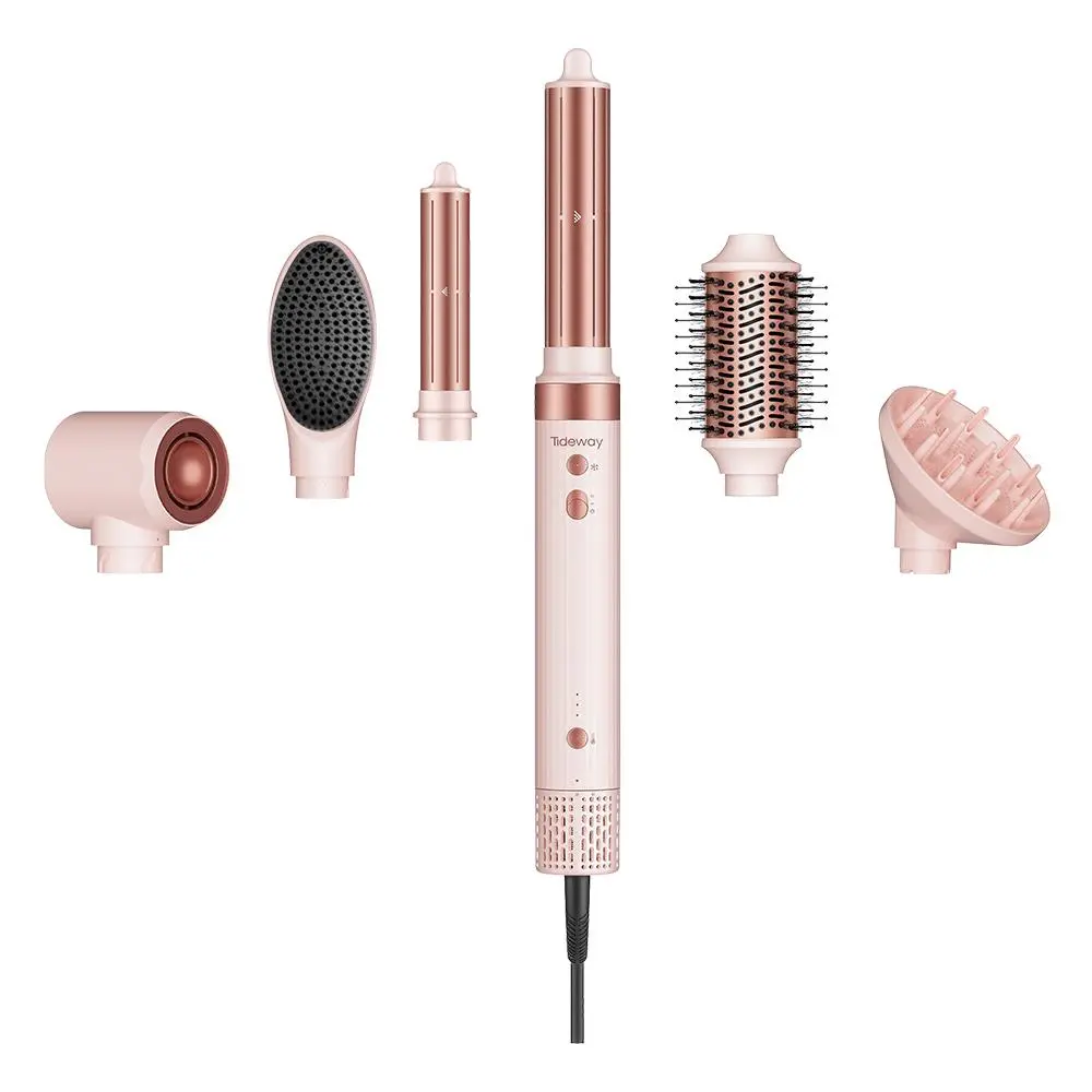 Tideway Prowaver 6-in-1 Ionic Hot Air Styler, Hair Dryer Brush with Auto Wrap Curlers for Smooth Blowout & Curly Hair Styles, Dual Voltage Travel Set, Gifts for Women, Beauty Products tiktokshopbacktoschool,back to school,back to school haul