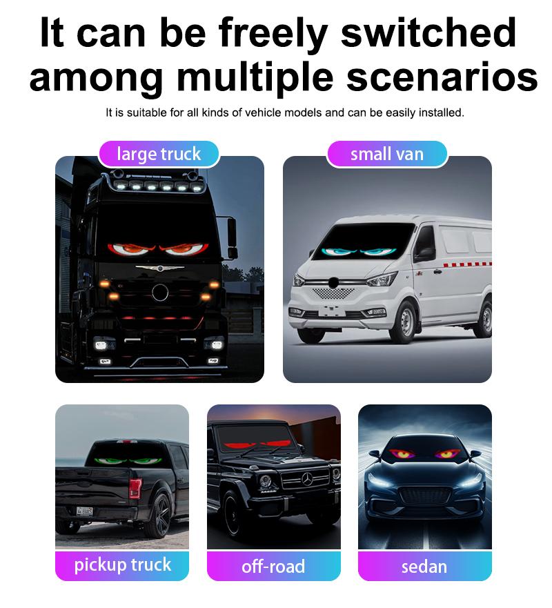 Programmable LED Devil's Eye Matrix Panel Lights - USB Powered, IP67 Waterproof, Remote & App Control, Scrolling Windshield Display for Vehicles, Holiday Gift, LED Lights, Car Ornament, Car Accessories, Auto Parts Accessories