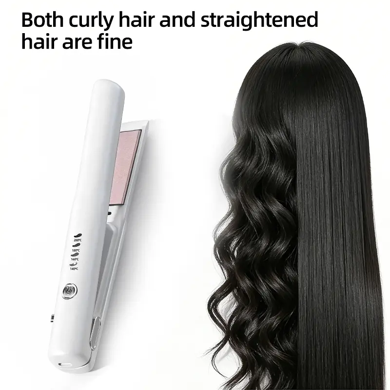 Portable wireless hair straightener, women’s hot comb straightener, lightweight and compact, Type‑C charging port, travel USB‑rechargeable dual‑use electric hair wand for curling and straightening, 2‑in‑1 wireless mini portable, suitable as a Mother’s Day