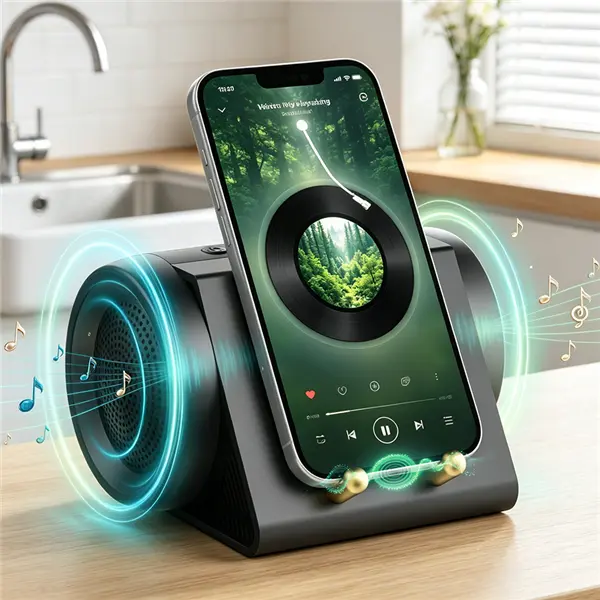 Wireless Induction Speaker Stand - Bluetooth Speakers, Amplifier Holder, Portable Audio Amplifier, 2-in-1 Desktop Smartphone/Tablet Holder, Resonance Sound Tech for Home Travel, Father's Day Gadget Gift, Wireless Speakers