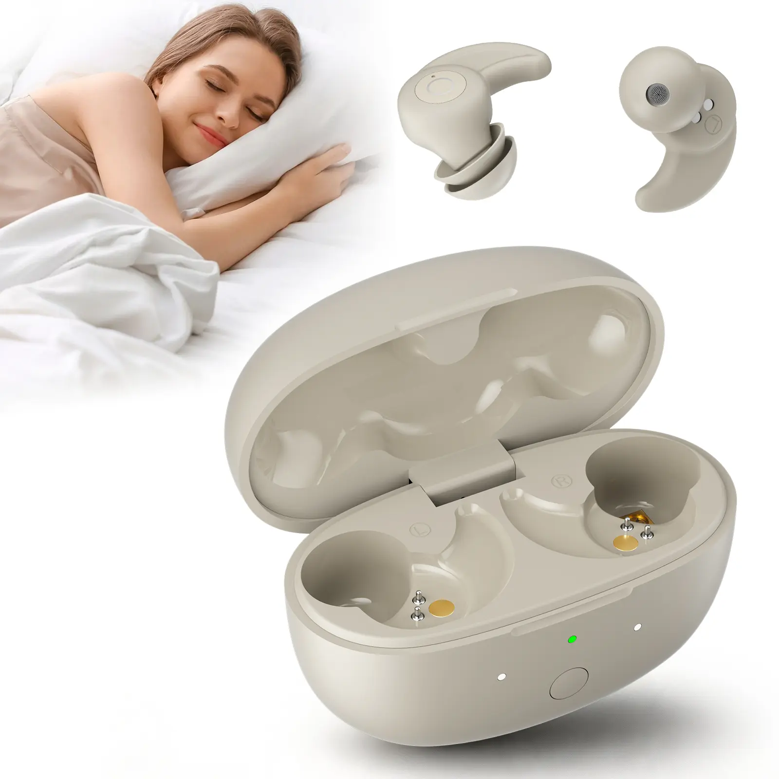 OHAYO A10 Sleep Earbuds for Side Sleepers - 2.7g Ultra Light Soft Silicone Fit, No-Touch Control Bluetooth 6.0 Audio Electronic Headphones, 72H Playtime, IPX6 Waterproof, Passive Noise Isolation, Android Compatible with Charging Cable, Connection