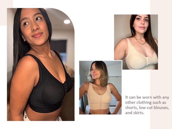 FeelinGirl Compression Bra Front Closure Bra Wirefree Bra with Adjustable Straps Bras Women Fit Womenswear