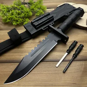 Wilderness Hiking Knife, Portable Knife, Outdoor Camping Knife with Versatile Scabbard, Includes Flint