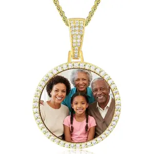 Unisex Picture Pendant,Exclusive customization Personalized Photo Necklace,14k Gold Plated 3mm Rope Chain With 18-24 Inches,Memory Gift