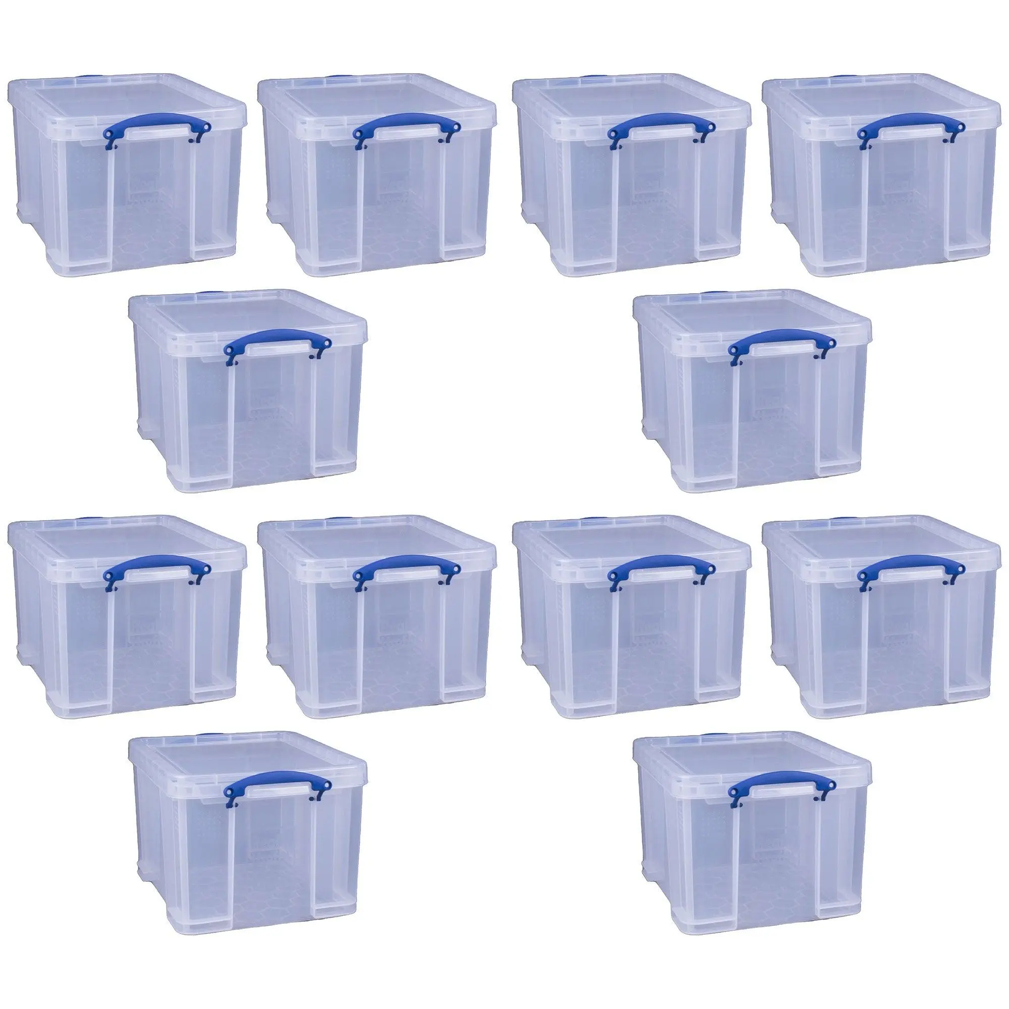 Really Useful Box 32 Liter Storage Container w/Snap Lock Handles, 12 Pack, Clear