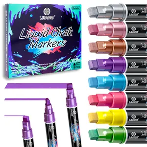 Jumbo Liquid Chalk Markers Pens, Metallic / Macaron / Neon Chalk Marker Pen for Glass, Window, Cars, Mirror, Chalkboard, Whiteboard, Blackboard Signs, Dry Erase&Wet Erase