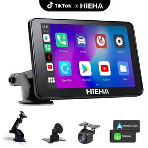 【Hieha】New Year Gift: 2026 Wireless Portable Carplay and Android Auto 7" Touchscreen Bluetooth 5.2 Carplay Screen with Mirror Link AUX FM for All Vehicles