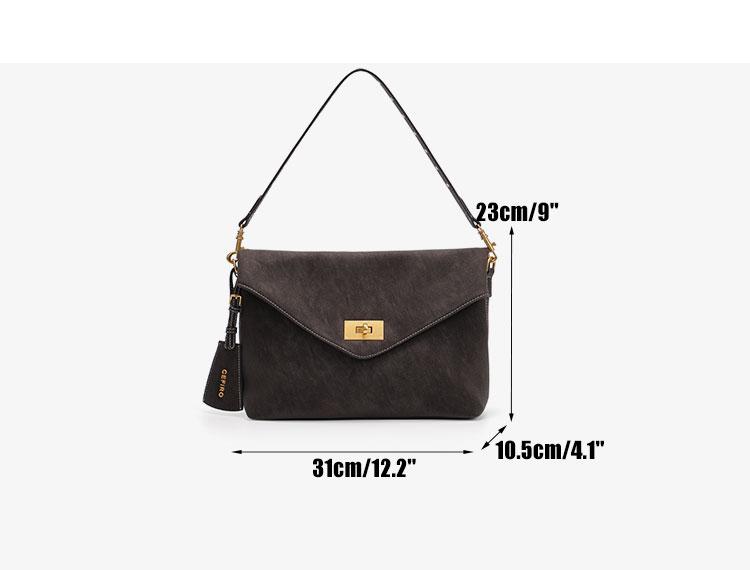 The Urban Envelope Bag Large - Stylish Urban Envelope Crossbody Bag Vegan Leather with Gold Hardware and Detachable Strap for Everyday Use