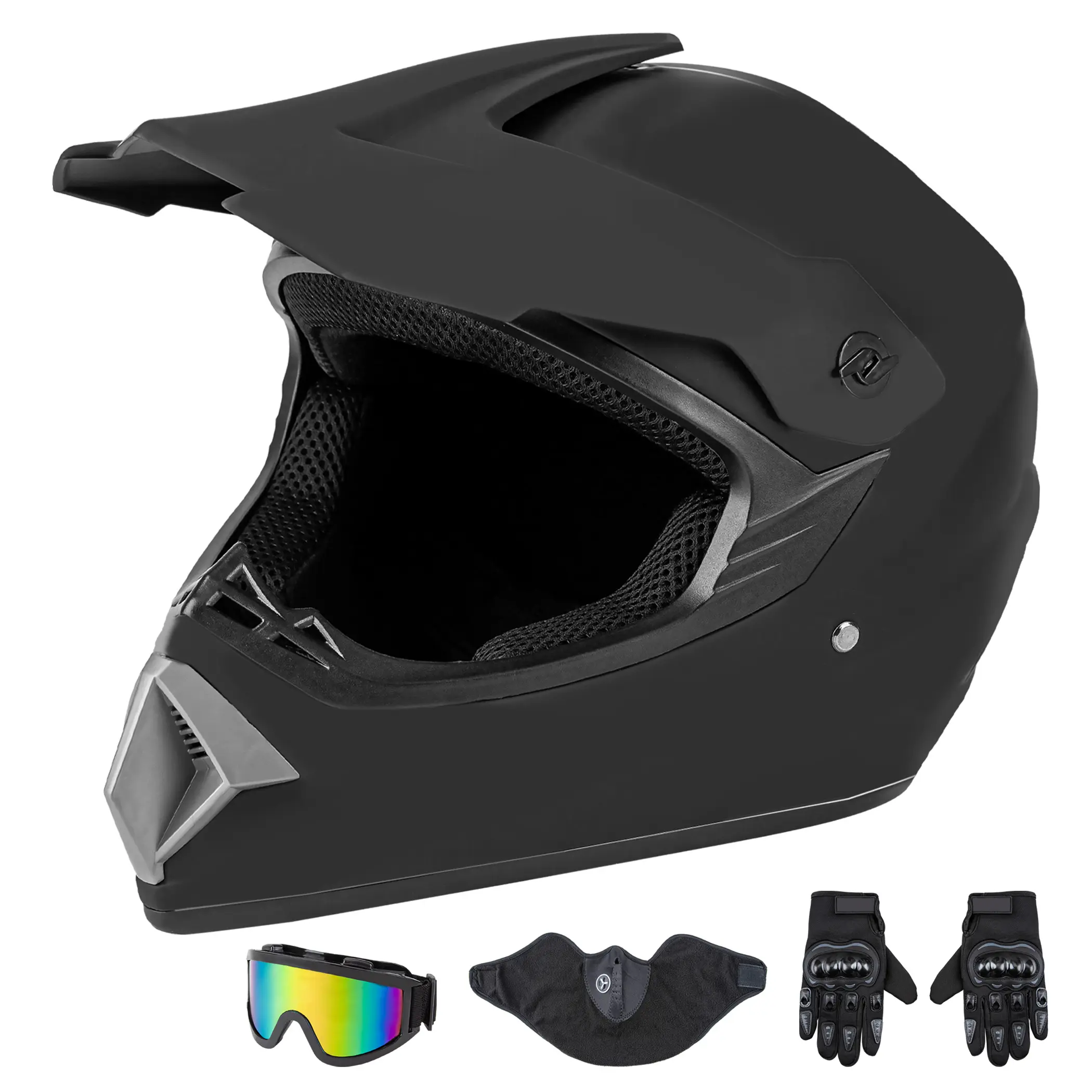 CARTMAN Matte Black Adult Bikers Full Face Helmet - DOT FMVSS 218 Certified, Chinstrap Motocross Helmet, Washable Liner for Dirt Bikes, ATVs, Bikers Helmet, Chinstrap Motocross Helmets