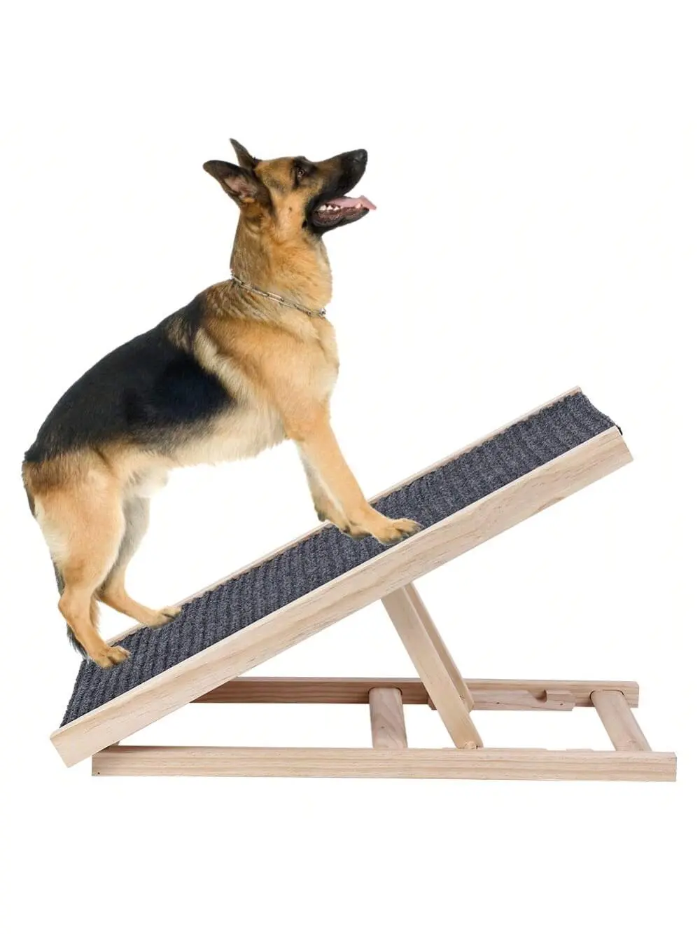 Pet Ramp Ladder Adjustable Dog Ramp With Traction Mat, Wooden Pet Steps Ladder For Small And Older Animals, Non Slip Pet Ladder For Car, Bed, Couch, Up To 100 Pounds (2 Gears Adjust)