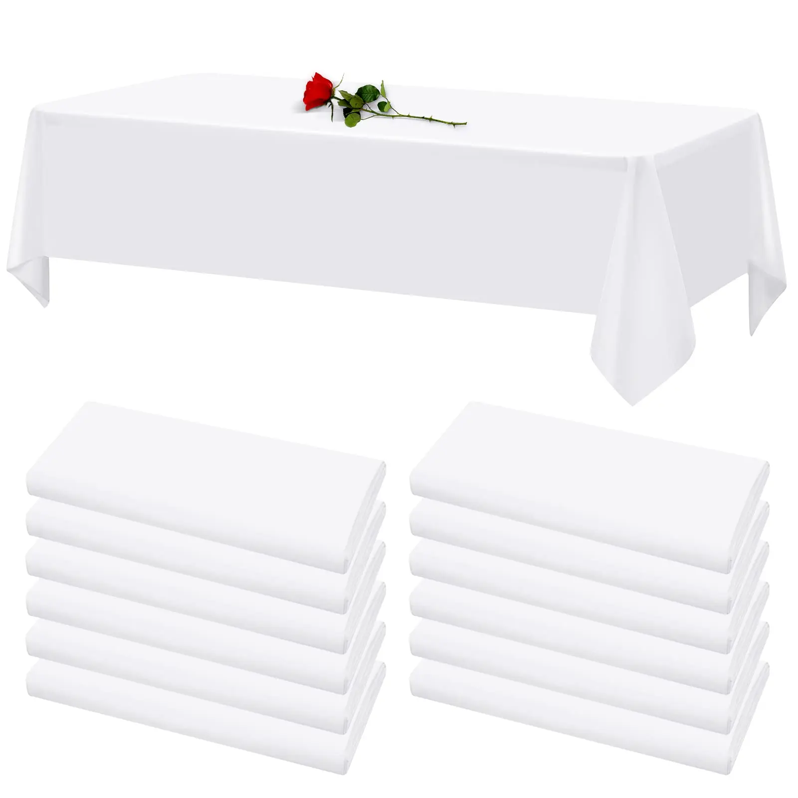 MTREO 12 Pack Tablecloths for Rectangle Tables Stain and Wrinkle Resistant Washable Polyester Tablecloth Table Cloth Rectangle Table 6-8 Foot Rectangle Table Cloth for Wedding Party Dining Folding