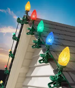 Brightown C9 LED Christmas Lights Outdoor, 99 Feet 150 LED C9 String Lights with 150 Spring Clips, Waterproof Connectable Christmas Tree Lights for Outside Roofline Patio Home Xmas Decor, Multicolor