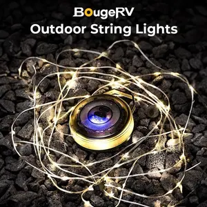 BougeRV Camping String Lights 2025, 3 in 1 Quick Storage 33FT Rechargeable Retractable String Lights with 3 Lighting Modes, Waterproof Emergency Light Outdoor Led Bulbs