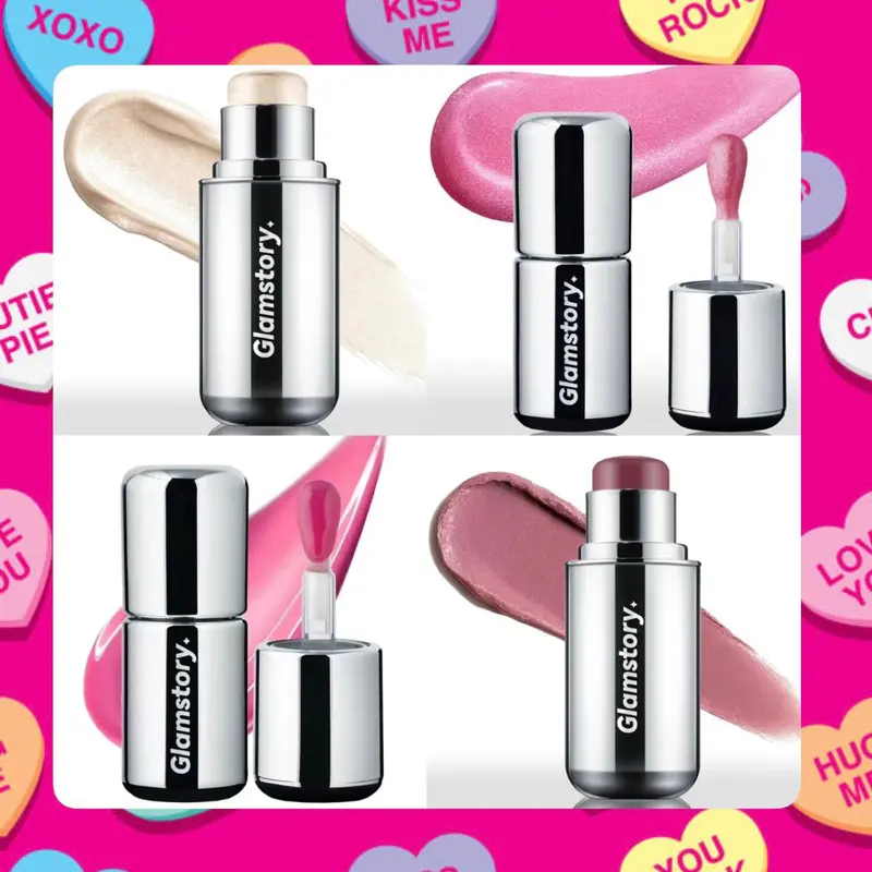 [victorcembellin Exclusive] Victor‘s Valentines Vault - Glamstory Poptide V-day Gift Box, Lip Balm+Lip Gloss+Highlighter+Blush, Hydrating & Nourishing Peptide Smooth Fruity Minty Cooling Moisture Hydrate Cream Bronze Pigment Glossy