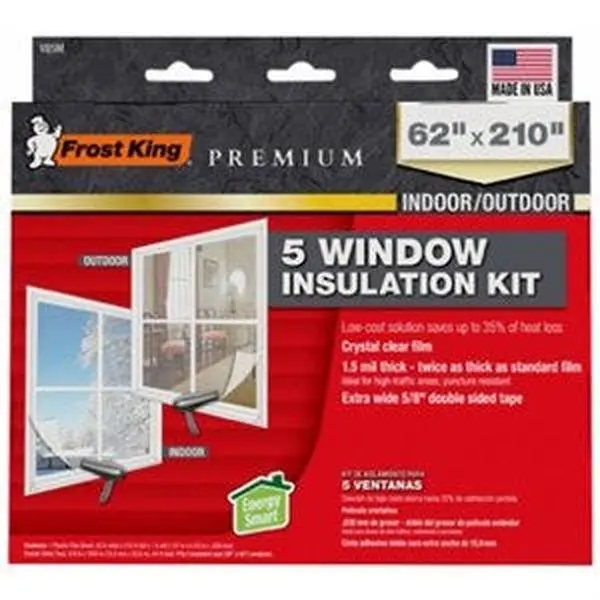 Frost King Heavy Duty Insulated Window Kit, Extra Large 62x210 in Film, Easy-Install Draft Blocker for Heat Retention, Suitable for Indoor/Outdoor Windows