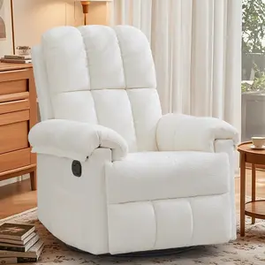 Korser Swivel Rocker Recliner Chair for Adults with Side Pockets 360° Swivel Effortless Recline Comfortable Chenille Fabric Sturdy Construction Ideal for Small Spaces Living Room Nursery