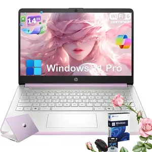 HP 14 inch Laptop for Students & Business •  Win 11 Pro • 8GB RAM • 128GB UFS • 250nits Anti-Glare Display • Intel 4-Core CPU • Copilot • Wi-Fi 6 • Bundle Accessory • Lavender