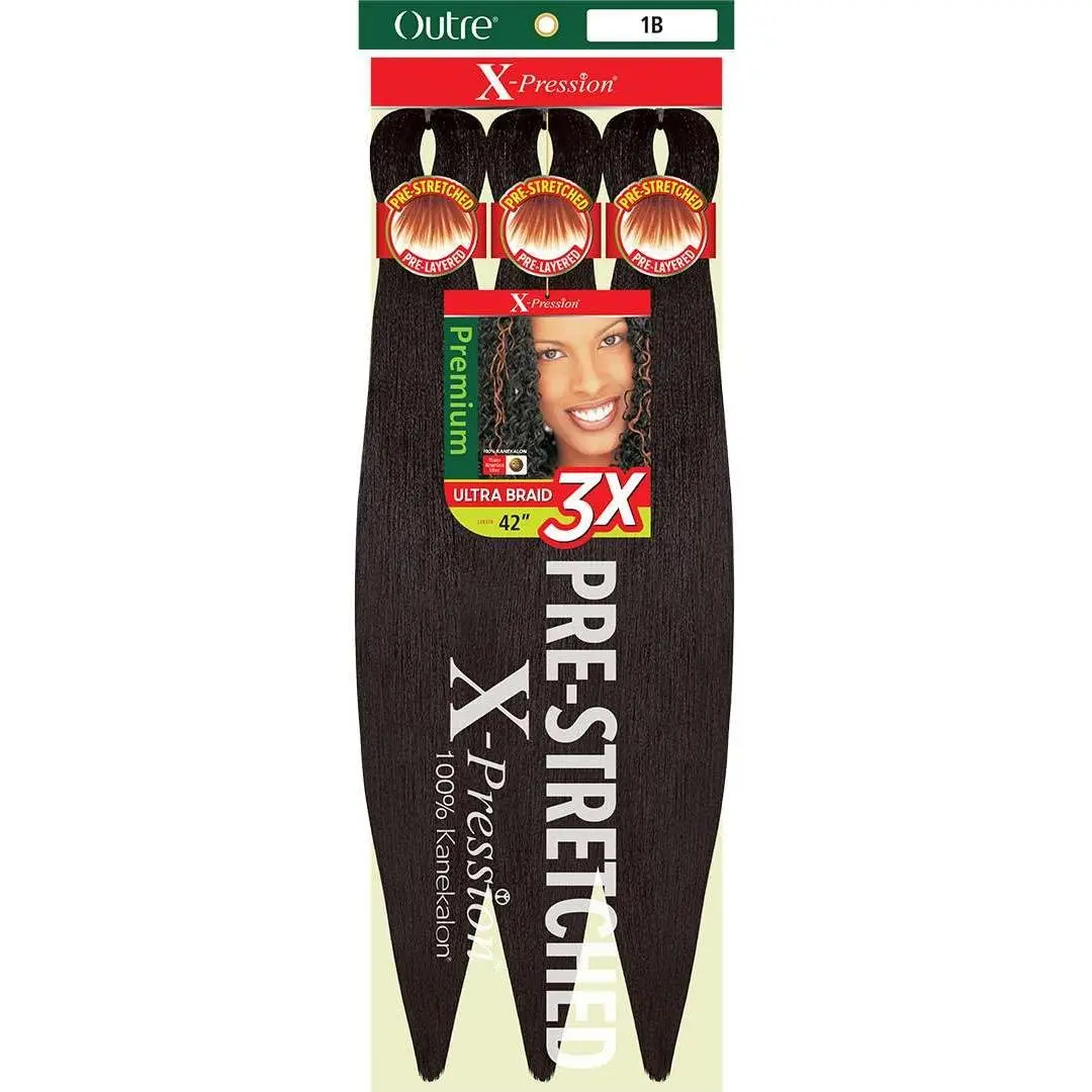 Outre X-Pression Braid Pre Stretched Braid 42" 3X (OFF BLACK 1B)