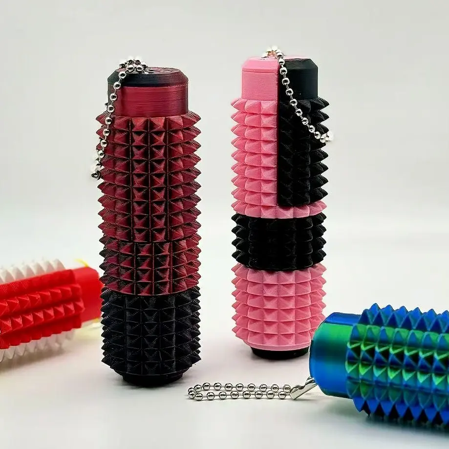 Sensory Friendly Spiky Fidget Toy - 5-In-1 Stress Relief Tool for ADHD, Pain Stimulator with Clicker, Spinner, Slider, Roller, Spiky Grip, Portable Keychain for Teens (9+) & Adults, Fidget Toys, Teen Boy Gift, Mini Useful Gifts