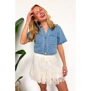 Fresh Edit Denim Button Down Top
