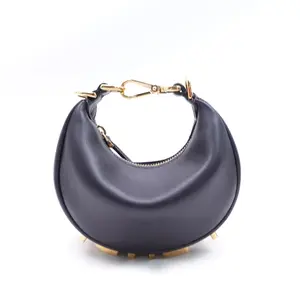 Pre-owned FENDI Calfskin Clutches & Wristlets Graphy Mini Black Wristlet T10370803